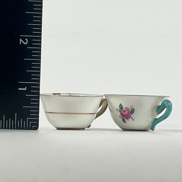 Crown Staffordshire Mini Teacup Saucer Set Floral Bird Gold Bone China England - Picture 14 of 14